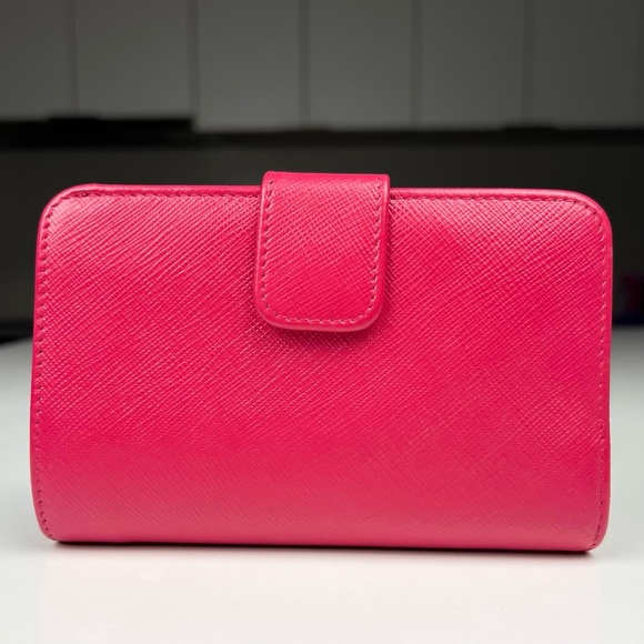 Prada Saffiano Bifold Wallet Fire Pink - Picture 2 of 9